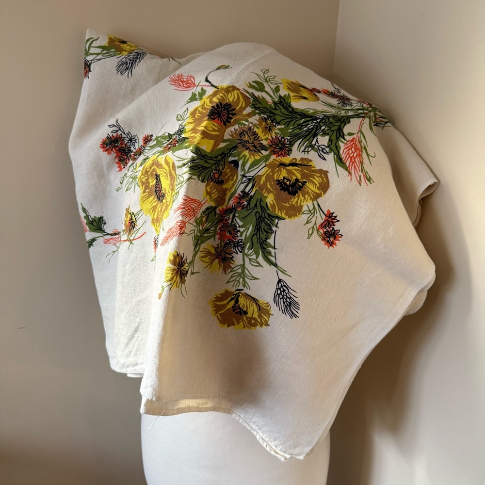 Vtg 1960s Cotton Irish Floral Linen - Picture 8 of 9